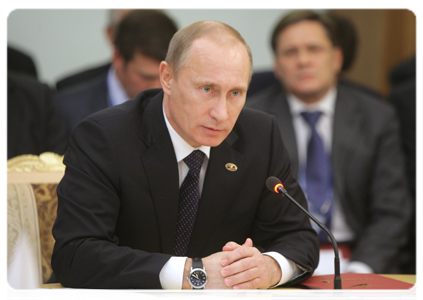 Prime Minister Vladimir Putin at a meeting of the Customs Union’s governing board