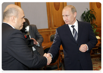 Prime Minister Vladimir Putin meeting with Mikhail Mishustin, head of the Federal Tax Service