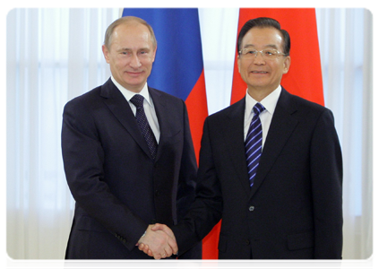 Prime Minister Vladimir Putin during negotiations with Premier of the PRC State Council Wen Jiabao