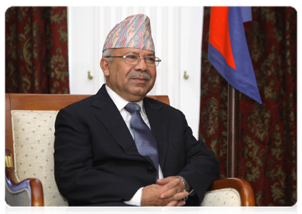 Премьер-министр Непала Мадхав Кумар Непал на встрече с Председателем Правительства Российской Федерации В.В.Путиным