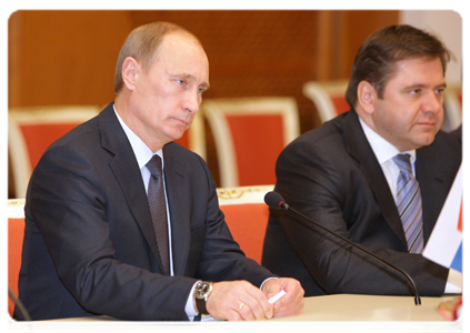 Prime Minister Vladimir Putin at Russian-Tajik negotiations