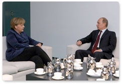 Председатель Правительства России В.В.Путин провел переговоры с Федеральным канцлером Федеративной Республики Германия А.Меркель
