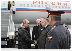 Prime Minister Vladimir Putin arriving for a working visit in the Ivanovo Region