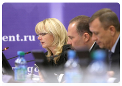 Minister of Healthcare and Social Development Tatyana Golikova at a meeting in Ivanovo on regional programmes for modernising healthcare