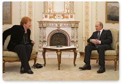 Председатель Правительства Российской Федерации В.В.Путин встретился с Президентом Финляндской Республики Т.Халонен