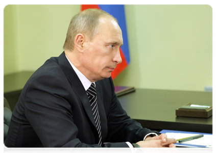 Prime Minister Vladimir Putin meeting with Arkhangelsk Region Governor Ilya Mikhalchuk