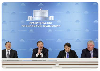 Deputy Prime Minister Sergei Ivanov at a news conference after a government Commission for Transport and Communications meeting that reviewed the construction of the Moscow – St Petersburg motorway