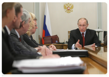 Prime Minister Vladimir Putin chairs a meeting to discuss the construction, commissioning and operation of high-tech federal medical centres and perinatal clinics