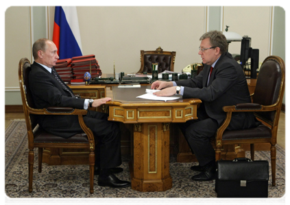 Prime Minister Vladimir Putin during a meeting with Deputy Prime Minister and Finance Minister Alexei Kudrin