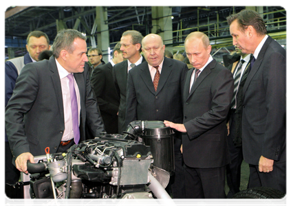 Prime Minister Vladimir Putin visiting GAZ Group during a working trip to Nizhny Novgorod