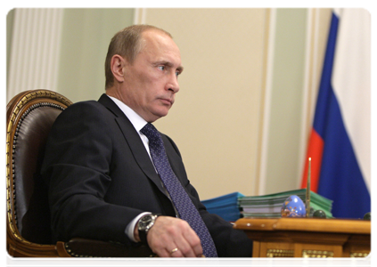 Prime Minister Vladimir Putin at a meeting with State Duma Speaker Boris Gryzlov