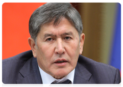 Kyrgyz Prime Minister Almazbek Atambayev at talks with Prime Minister Vladimir Putin