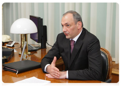 President of the Republic of Dagestan Magomedsalam Magomedov with Prime Minister Vladimir Putin