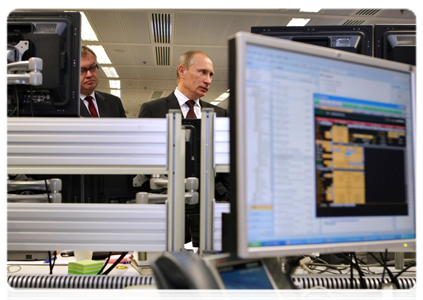 Prime Minister Vladimir Putin visiting VTB Bank’s new headquarters