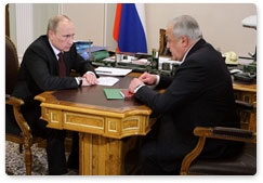 Председатель Правительства Российской Федерации В.В.Путин провёл рабочую встречу с главой Республики Северная Осетия–Алания Т.Д.Мамсуровым
