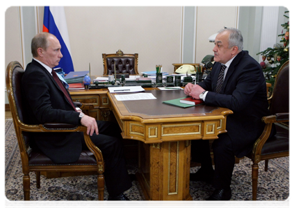 Prime Minister Vladimir Putin meeting with head of the Republic of North Ossetia-Alania Taimuraz Mamsurov