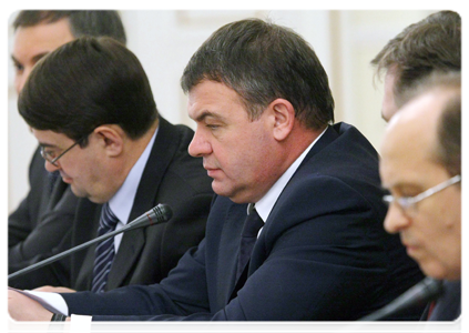 Minister of Defence Anatoly Serdyukov at a meeting of the Government Commission on Monitoring Foreign Investment