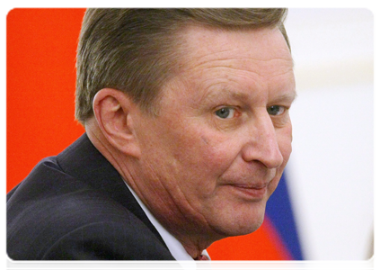 Deputy Prime Minister Sergei Ivanov at a meeting of the Government Commission on Monitoring Foreign Investment