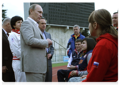 Prime Minister Vladimir Putin meeting with Paralympic athletes at the Yug Sport Facility in Sochi