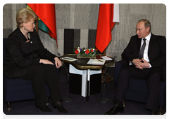 Prime Minister Vladimir Putin meets Lithuanian President Dalia Grybauskaite