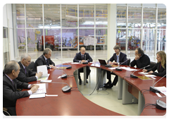 Prime Minister Vladimir Putin at the Sollers automobile plant during his trip to Naberezhnyye Chelny. The Sollers plant produces vehicles for the Italian carmaker Fiat