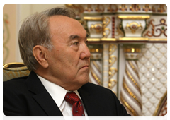 The President of the Republic of Kazakhstan Nursultan Nazarbayev during the meeting with Prime Minister Vladimir Putin