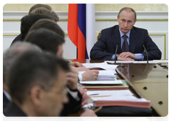 Prime Minister Vladimir Putin during a Government Presidium meeting