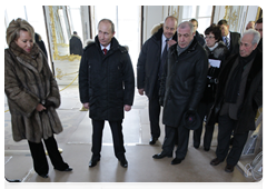 While on a working trip to St Petersburg, Prime Minister Vladimir Putin toured the Hermitage pavilion in Tsarskoye Selo