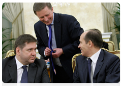 Deputy Prime Minister Sergei Ivanov, Energy Minister Sergei Shmatko and Chairman of the National Anti-Terrorism Committee Alexander Bortnikov before the meeting of the Government Commission on Monitoring Foreign Investment in the Russian Federation