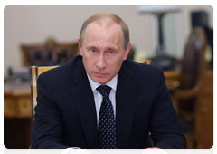 Prime Minister Vladimir Putin during a meeting on tax policy