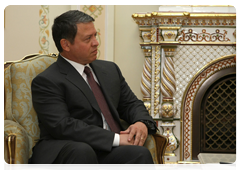 King Abdullah II of Jordan  during a meeting with Prime Minister Vladimir Putin