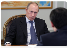 Prime Minister Vladimir Putin meeting with Alexander Neradko, head of the Federal Air Transport Agency