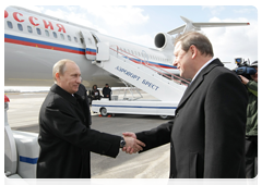 Председатель Правительства России В.В.Путин прибыл с рабочим визитом в Белоруссию