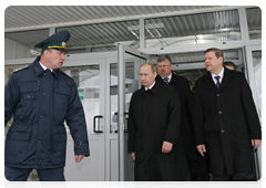 Russian Prime Minister Vladimir Putin and Belarusian Prime Minister Sergei Sidorsky visit the Kozlovichi-2 border checkpoint for freight in Brest, on the border between Belarus and Poland