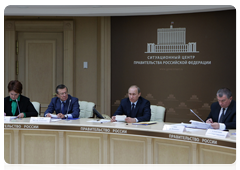 Prime Minister Vladimir Putin holds a videoconference to discuss preparations for the 2010 spring sowing season