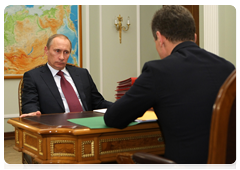 Prime Minister Vladimir Putin meets with Deputy Prime Minister Dmitry Kozak