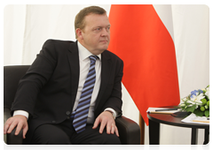 Премьер-министр Дании Л.Лёкке Расмуссен на встрече с Председателем Правительства Российской Федерации В.В.Путиным