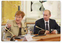 Председатель Правительства Российской Федерации В.В.Путин и Президент Финляндии Т.Халонен провели встречу с представителями деловых кругов Финляндии