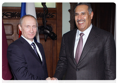 Prime Minister Vladimir Putin holds talks with Qatari Prime Minister and Minister of Foreign Affairs Hamad bin Jassim Al Thani