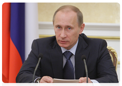 Prime Minister Vladimir Putin during a meeting on funding for federal targeted programmes for next year and subsequent years