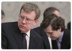 Deputy Prime Minister and Minister of Finance Alexei Kudrin addresses a meeting of the finance ministers of the CIS countries