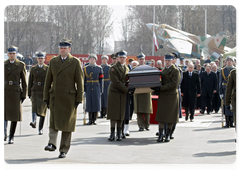 Prime Minister Vladimir Putin attends a memorial service for Polish President Lech Kaczynski, who died in a plane crash near Smolensk