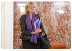 Minister of Healthcare and Social Development Tatyana Golikova before the meeting of the Russian Government