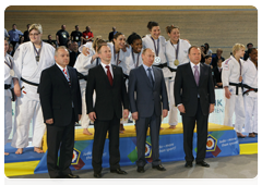 Prime Minister Vladimir Putin at the European Judo Championship, and taking part in the awards ceremony, during his working visit to the Republic of Austria