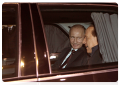 Prime Minister Vladimir Putin arriving in Italy