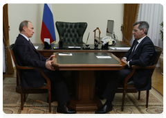 Prime Minister Vladimir Putin with Astrakhan Region Governor Alexander Zhilkin