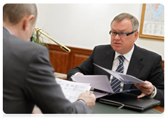 President of VTB Bank Andrei Kostin during a meeting with Prime Minister Vladimir Putin