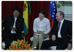 Председатель Правительства Российской Федерации В.В.Путин провел рабочую встречу с Президентом Республики Боливия Эво Моралесом