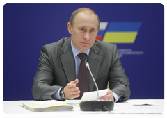 Prime Minister Vladimir Putin at a meeting of the Economic Cooperation Committee under the Russian-Ukrainian Interstate Commission