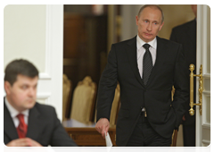 Председатель Правительства Российской Федерации В.В.Путин перед встречей с руководителями Российского союза промышленников и предпринимателей